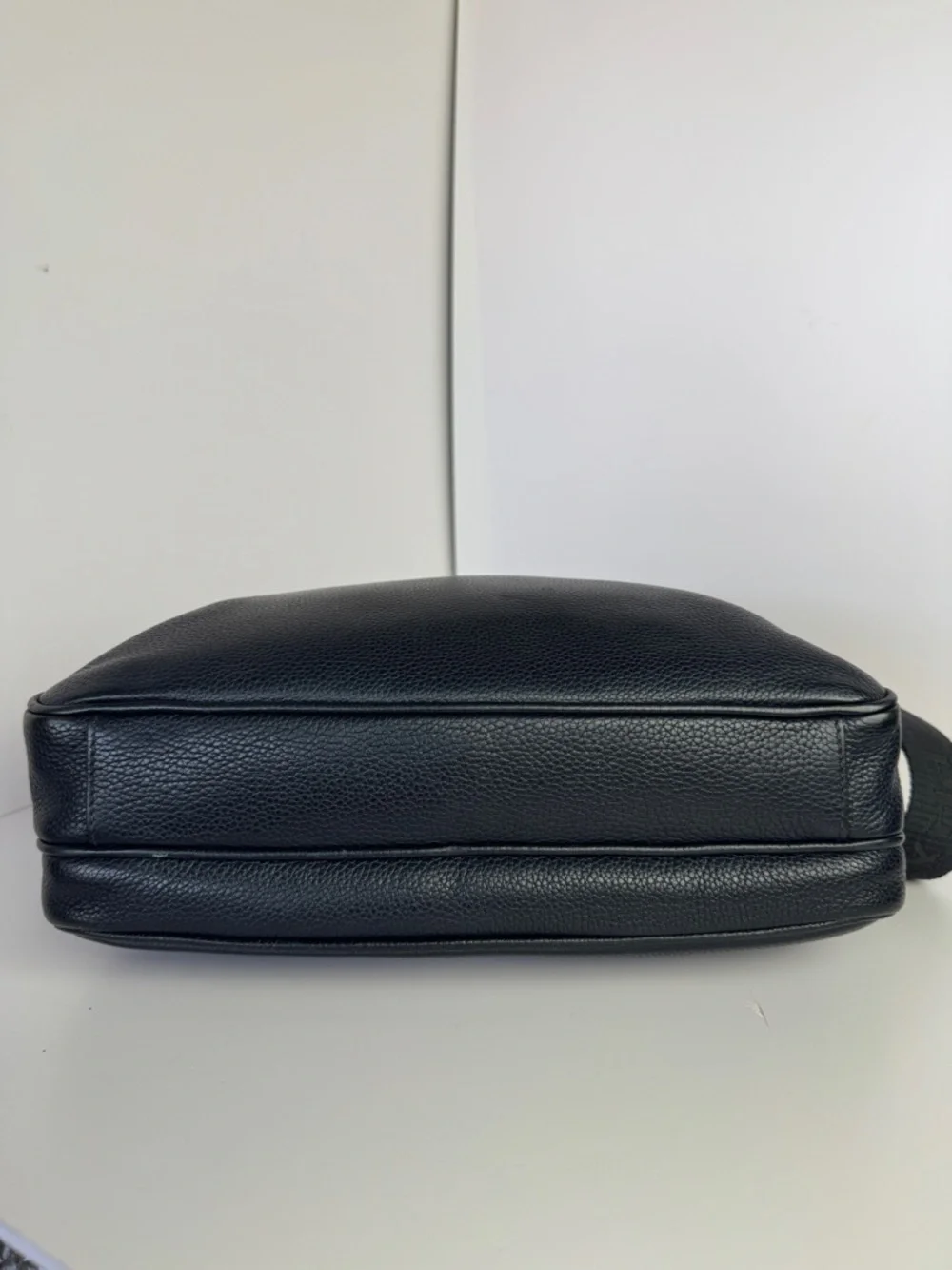 Prada Navy Blue Pebbled Leather Messenger Bag with Branded Strap - Picture 11 of 16